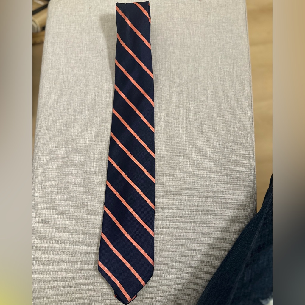 Brooks Brothers Mens Pure Silk Blue  Orange Woven In England Tie